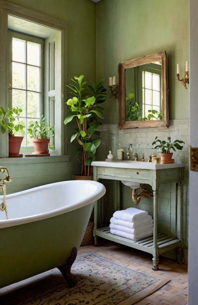 Greenery and Fresh Plants in French Country Bathrooms