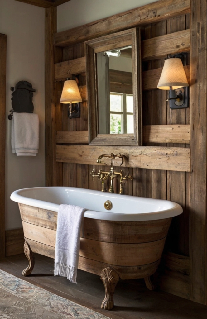 Reclaimed Wood Details for French Country Bathrooms