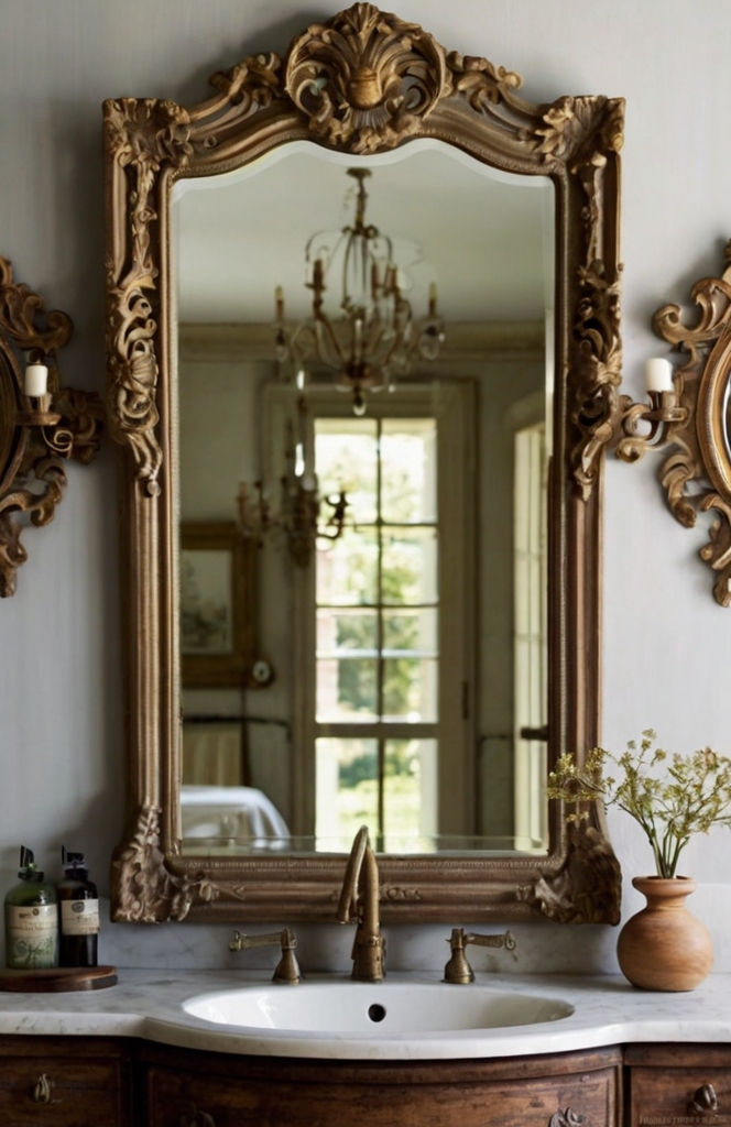 Statement Mirrors for French Country Bathrooms