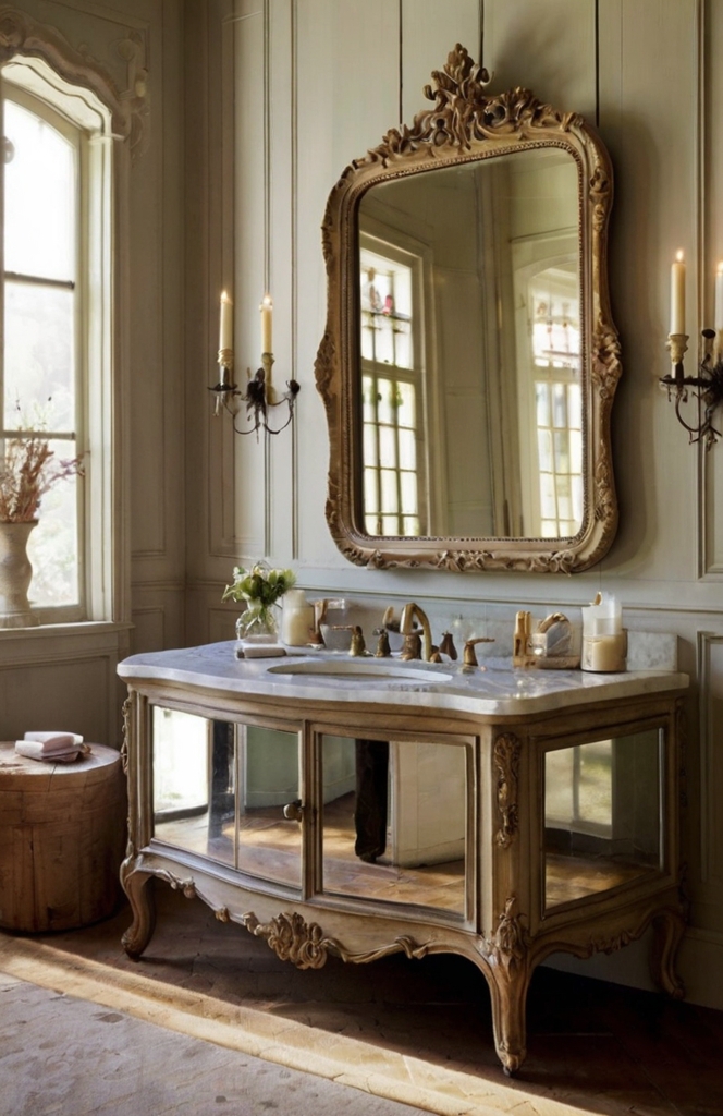 Statement Mirrors for French Country Bathrooms 