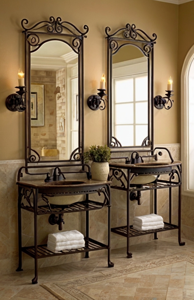 Wrought Iron Décor in French Country Bathrooms