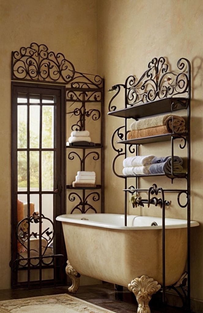 Wrought Iron Décor in French Country Bathrooms