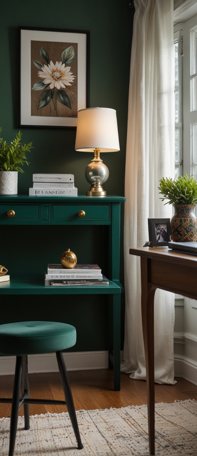 chic home office decor, stylish office furniture, modern desk accessories, trendy office lighting, contemporary office design