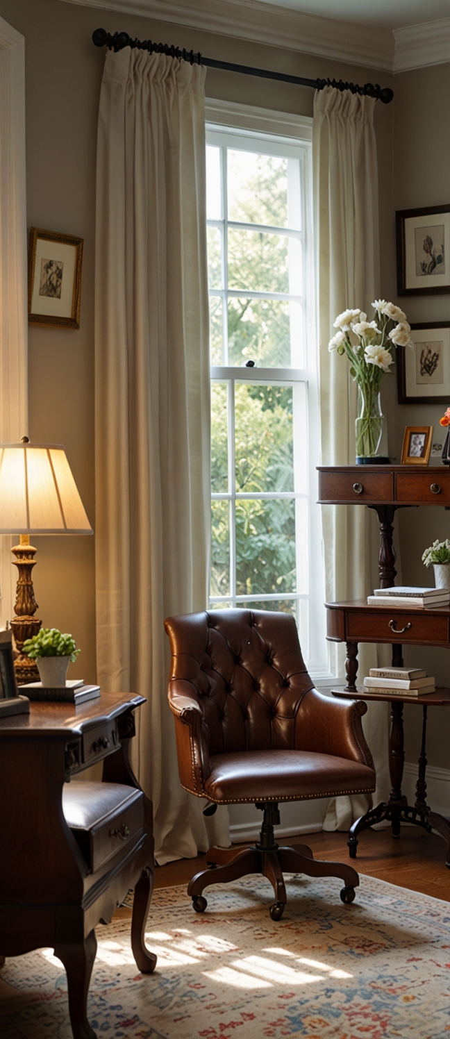 Victorian home decor, Victorian interior design, Antique furniture, Vintage home office, Classic home office