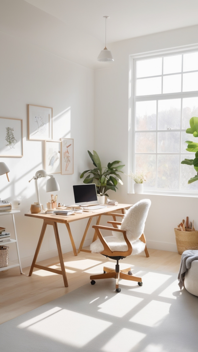 Eider White Paint, Interior Paint Colors, Bright Office Makeover, Light and Airy Office, Home Office Renovation