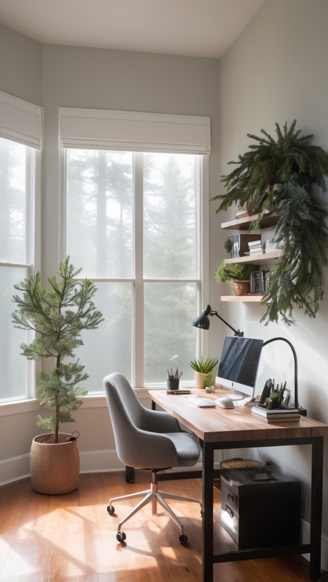 Home office decor, Minimalist office design, Modern home workspace, Moody office aesthetic, Contemporary office furniture