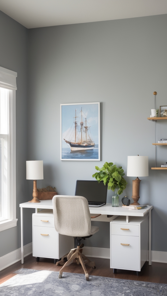 Grays Harbor paint color, home office design, painting services, interior decor, color palette