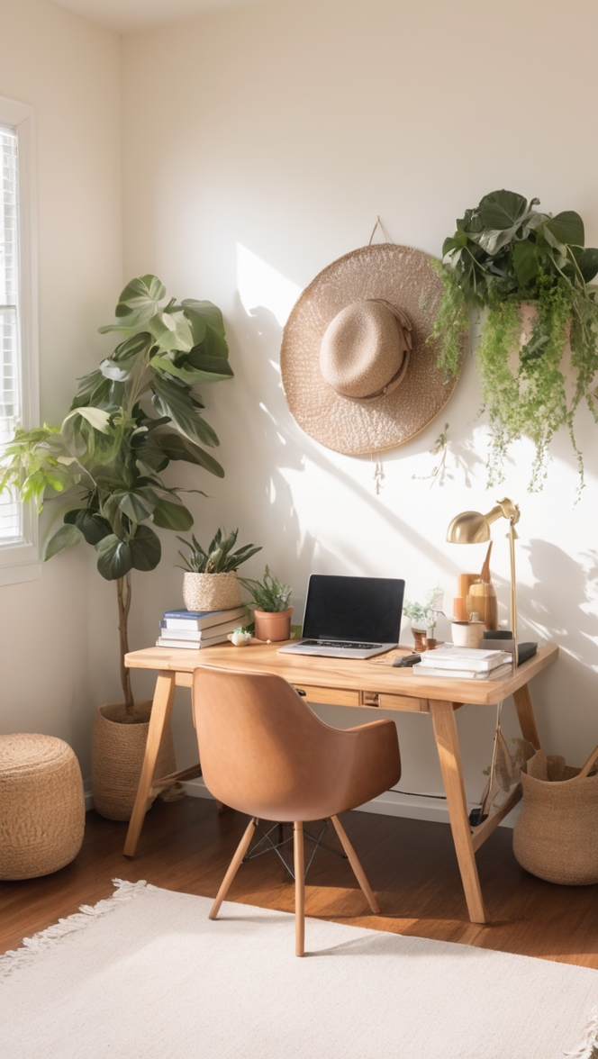 Cozy office decor, Cozy workspace design, Office interior design, Modern office decor, Scandinavian office design