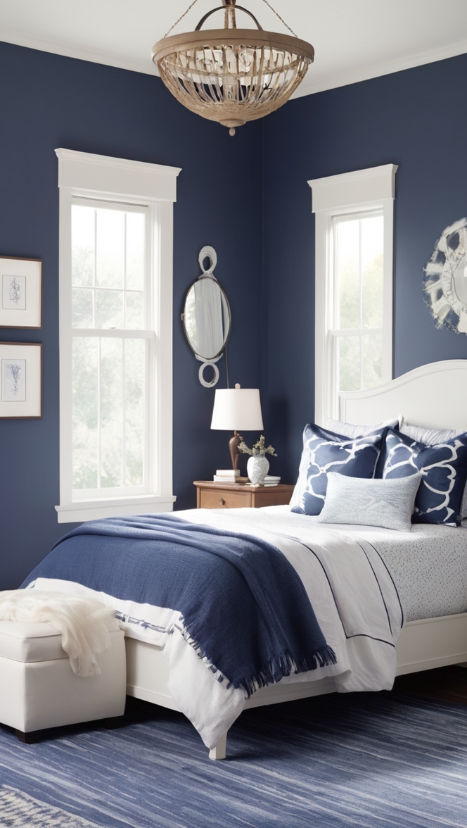 Navy blue bedding, navy blue bedroom decor, white and navy bedroom, navy blue and white bedroom, navy blue and white bedding