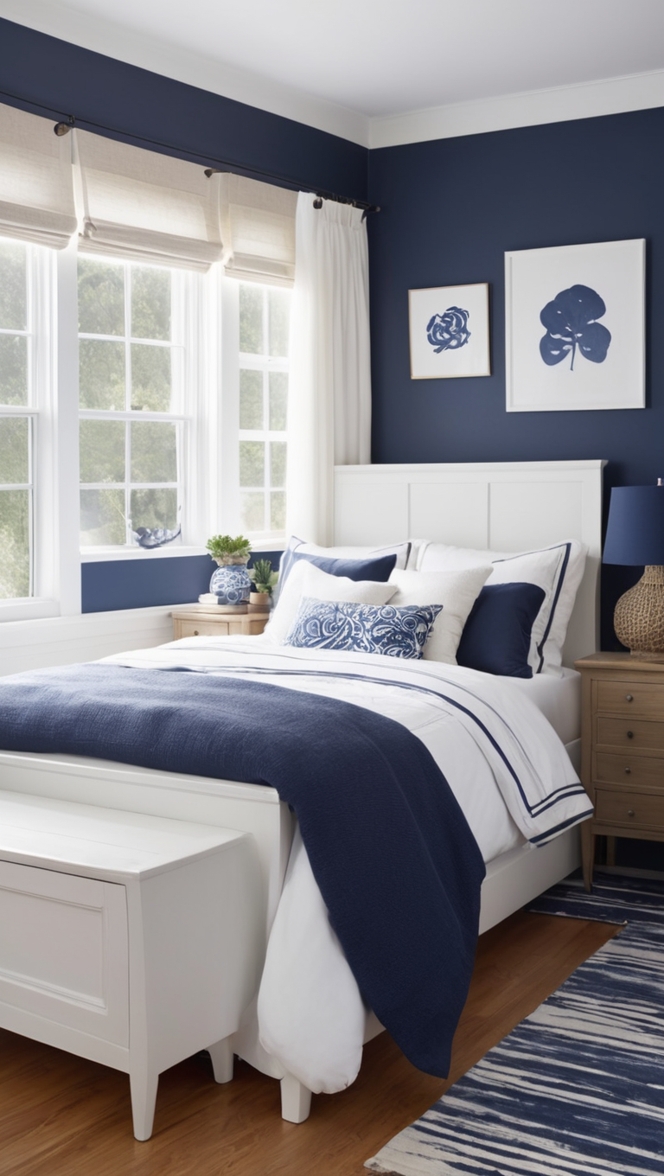 Navy blue bedding, navy blue bedroom decor, white and navy bedroom, navy blue and white bedroom, navy blue and white bedding