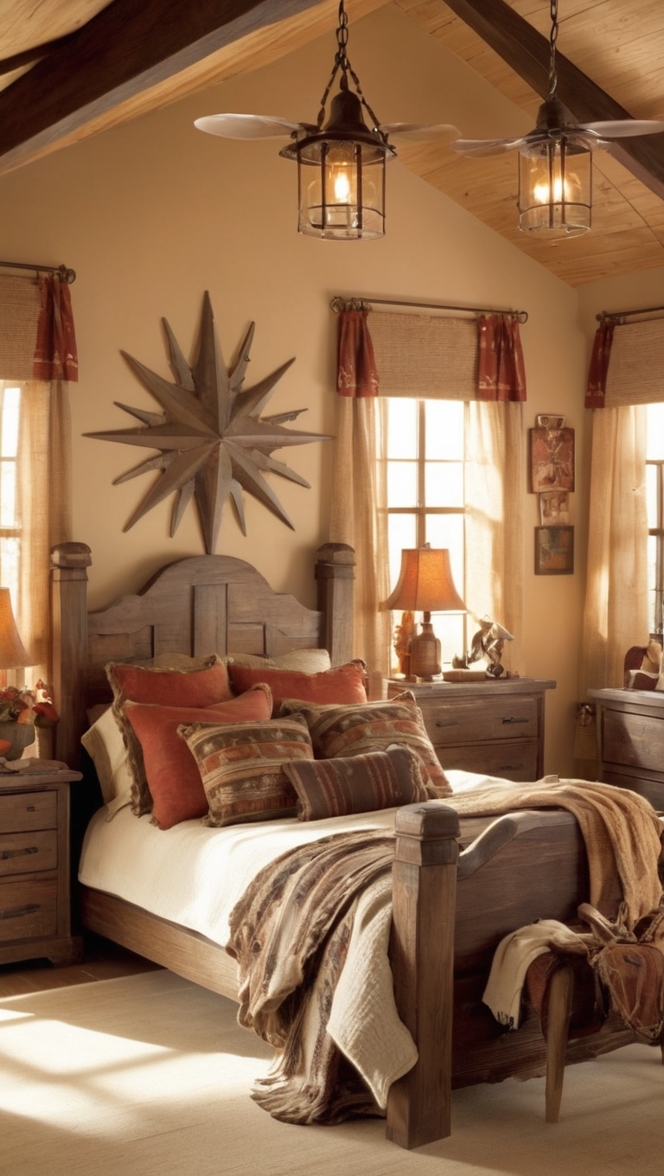 western bedroom furniture, western style bedding, rustic western decor, cowboy bedroom decor, western themed bedroom