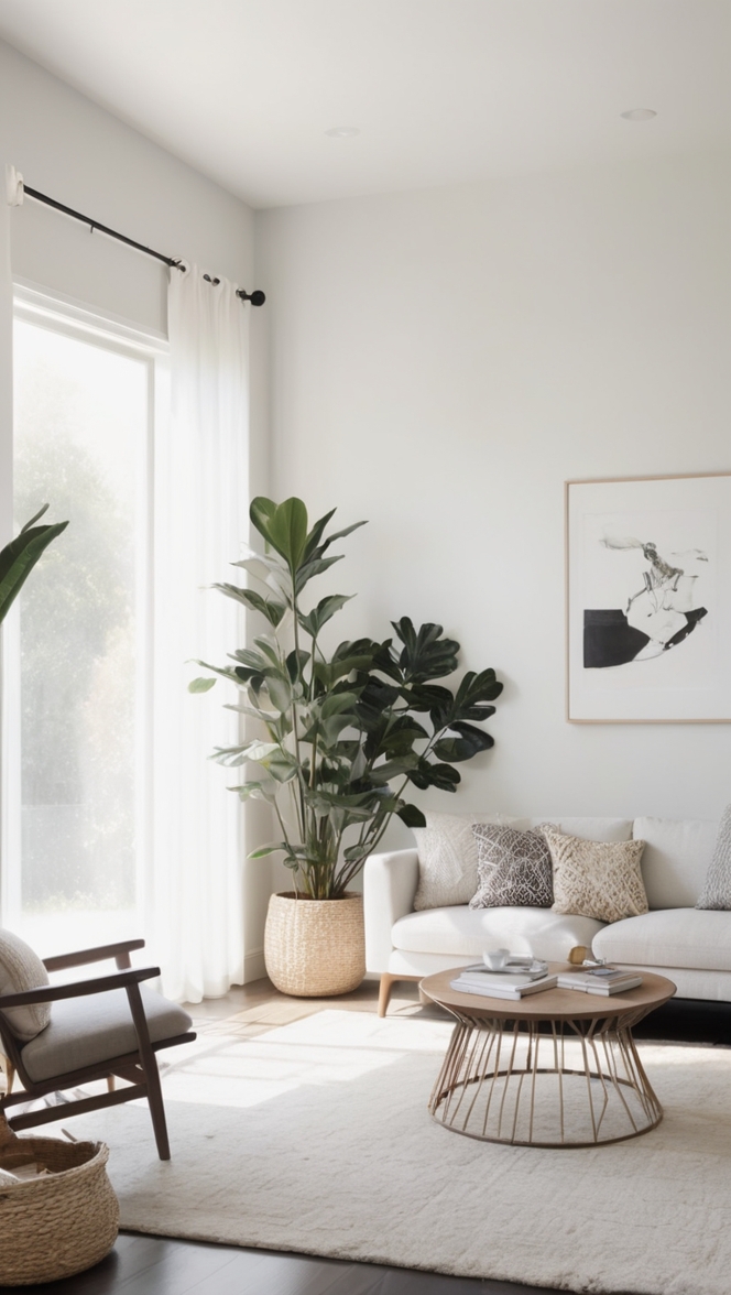 minimalist living room decor, modern black and white decor, monochromatic interior design, sleek home design, contemporary minimalist style