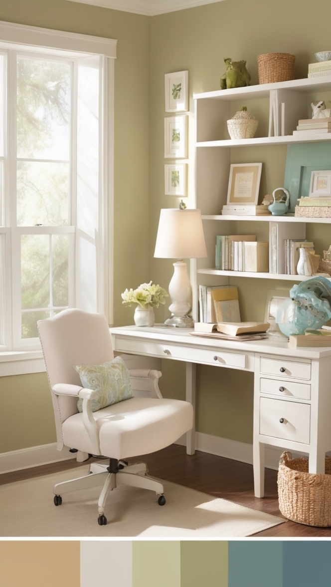 cozy office decor, comfortable desk chairs, home office lighting, work from home organization, productive workspace