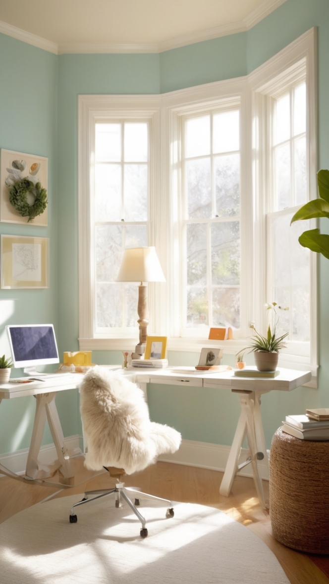 cozy office decor, comfortable desk chairs, home office lighting, work from home organization, productive workspace