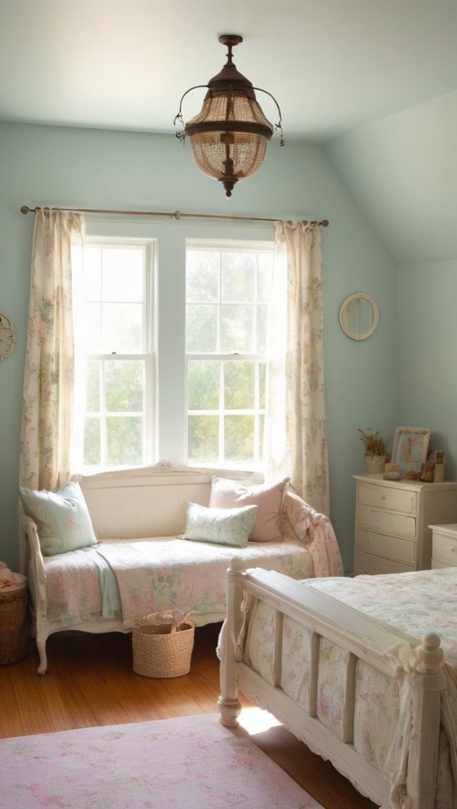 cozy bedroom decor, Vintage bedroom design, romantic bedroom ideas, vintage bedding, shabby chic bedroom