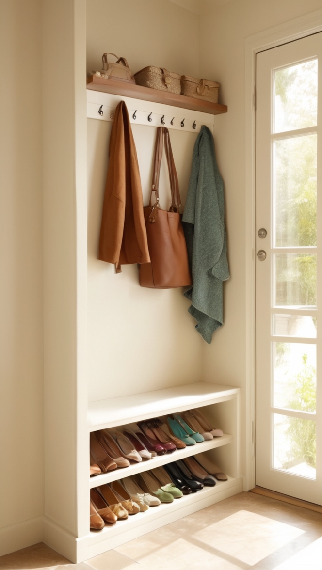 shoe cabinet, shoe rack, entryway shoe storage, hallway shoe organizer, mudroom shoe bench