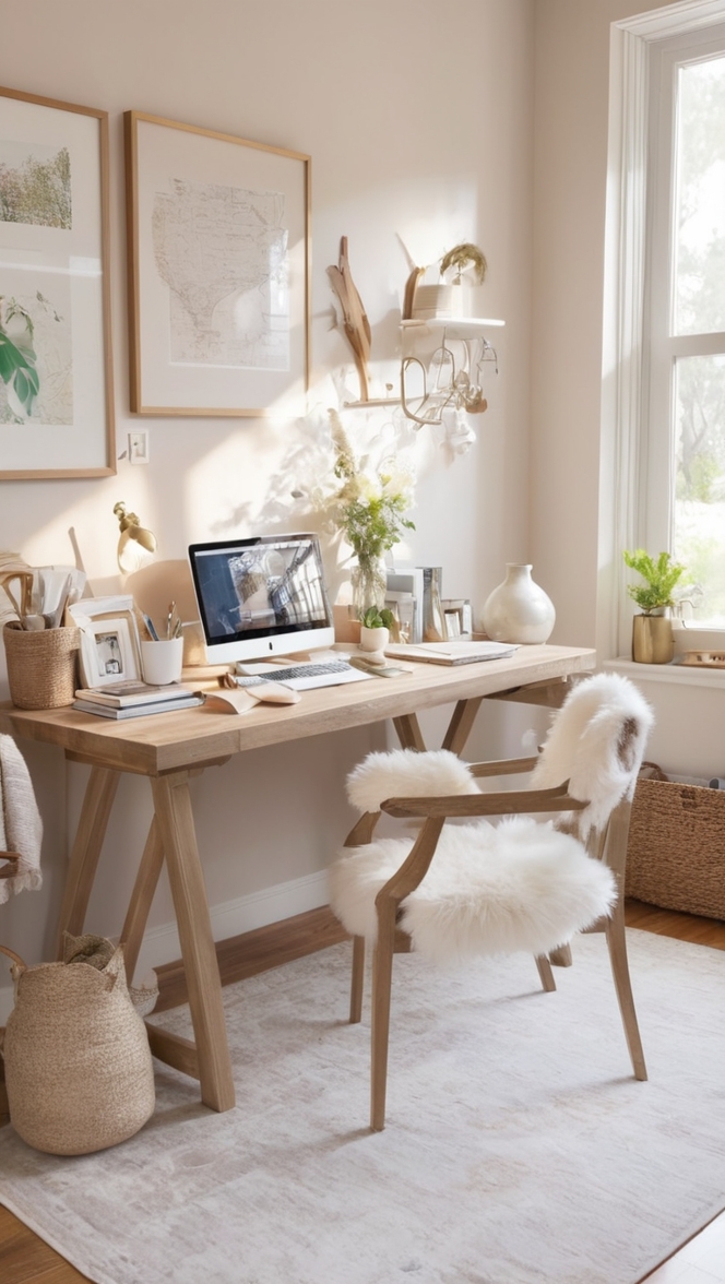 home office decor, workspace design ideas, cozy office setup, modern office furniture, chic home office stylings