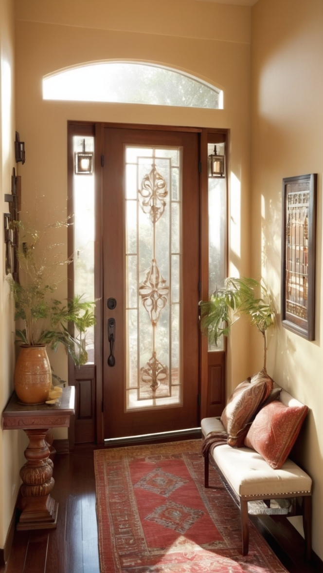 Indian home decor, entryway design, entrance decoration, traditional Indian interiors, foyer decorating