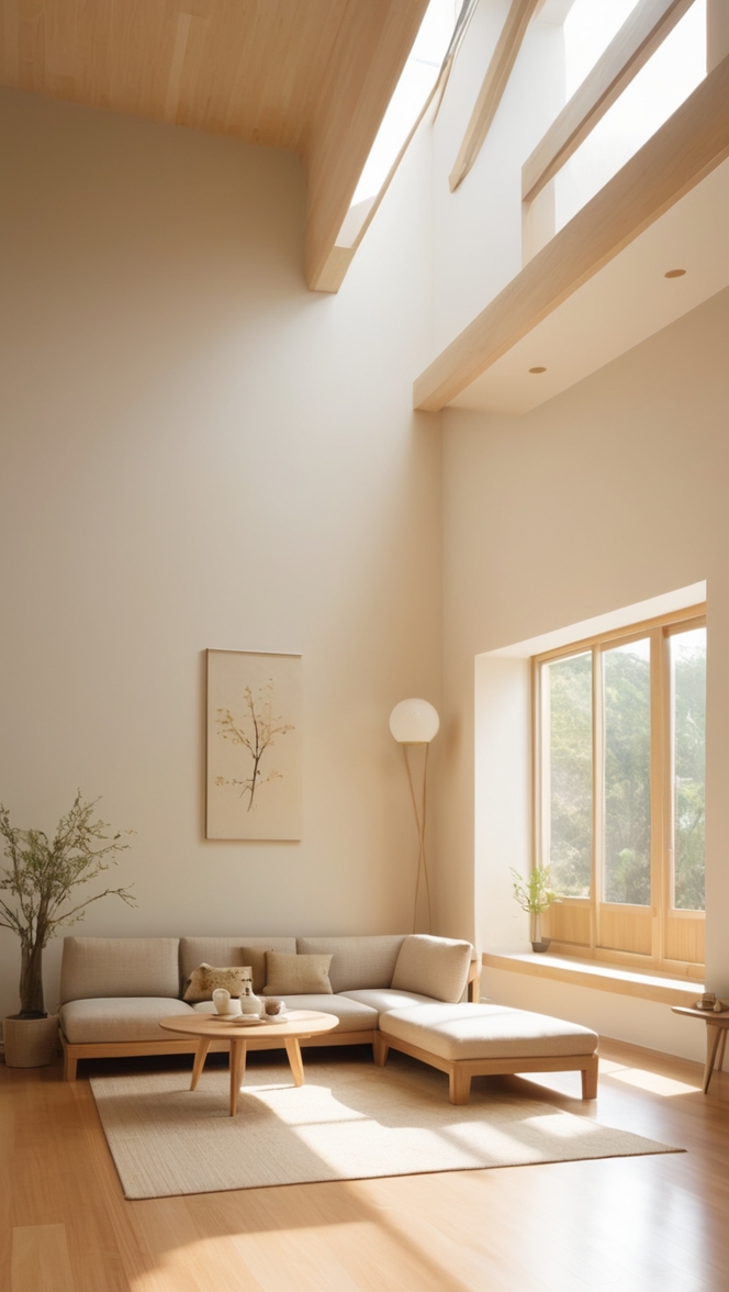 japanese style furniture, minimalist interior design, neutral color palette, modern Japanese decor, contemporary living space