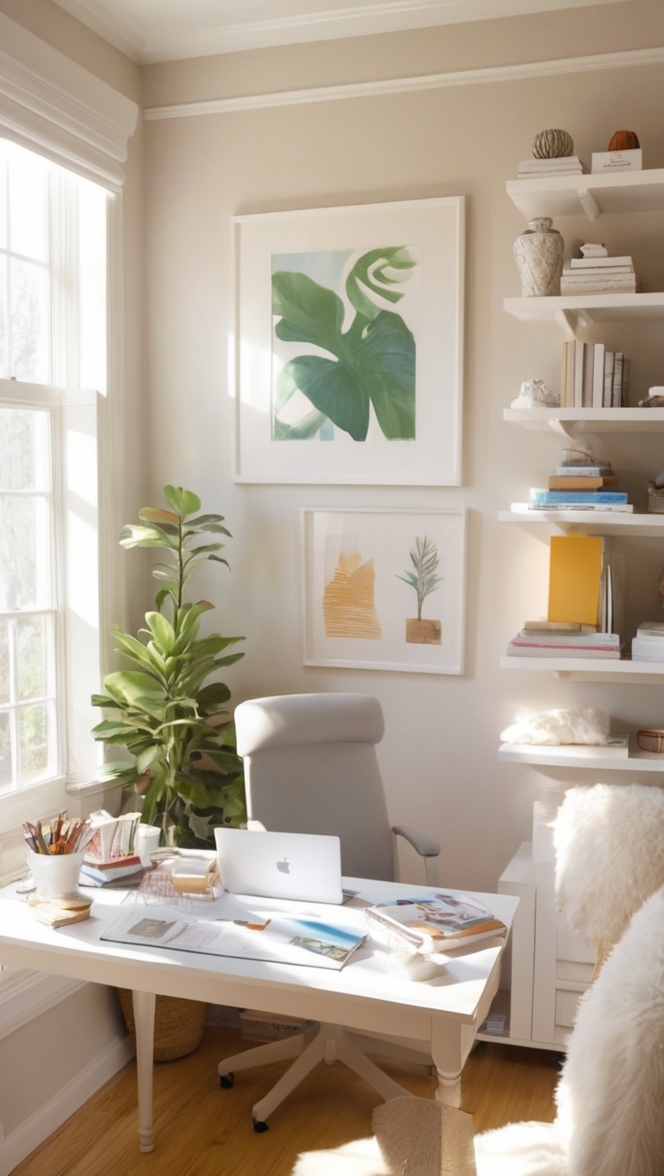 light fixtures, office desk, home decor, ergonomic chair, workspace design