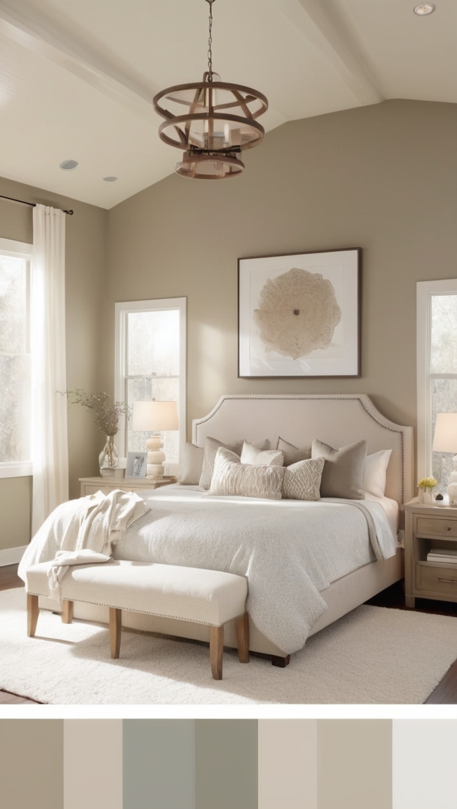 modern bedroom decor, cozy bedroom ideas, contemporary bedroom design, neutral bedroom colors, stylish bedroom furniture