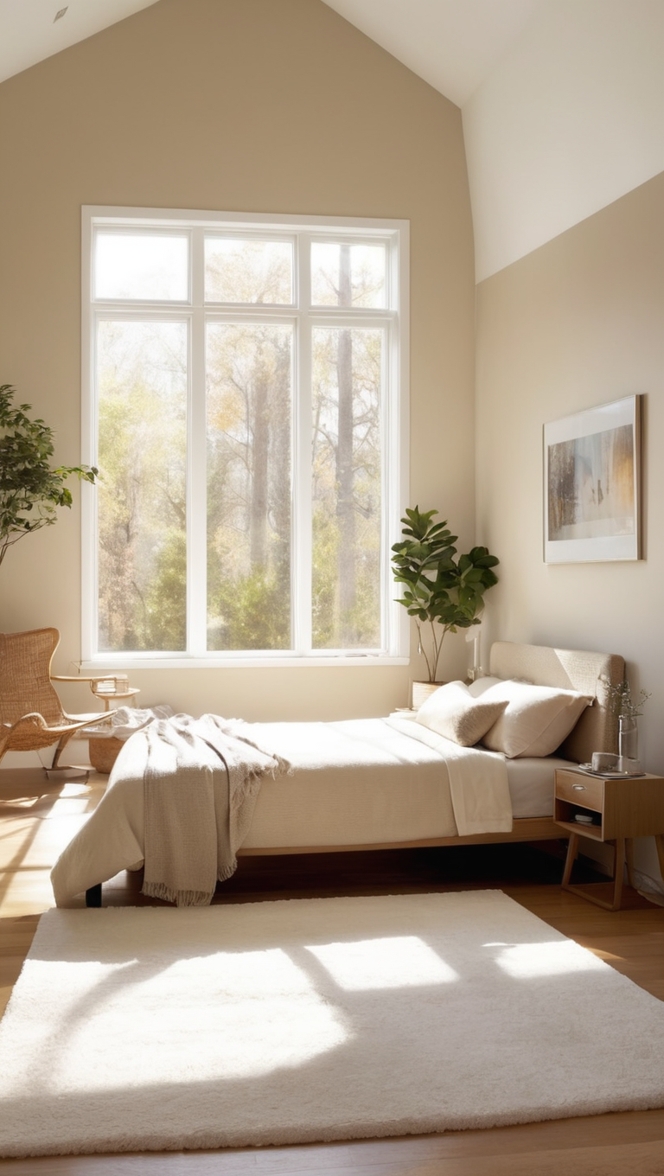 modern bedroom decor, cozy bedroom ideas, contemporary bedroom design, neutral bedroom colors, stylish bedroom furniture