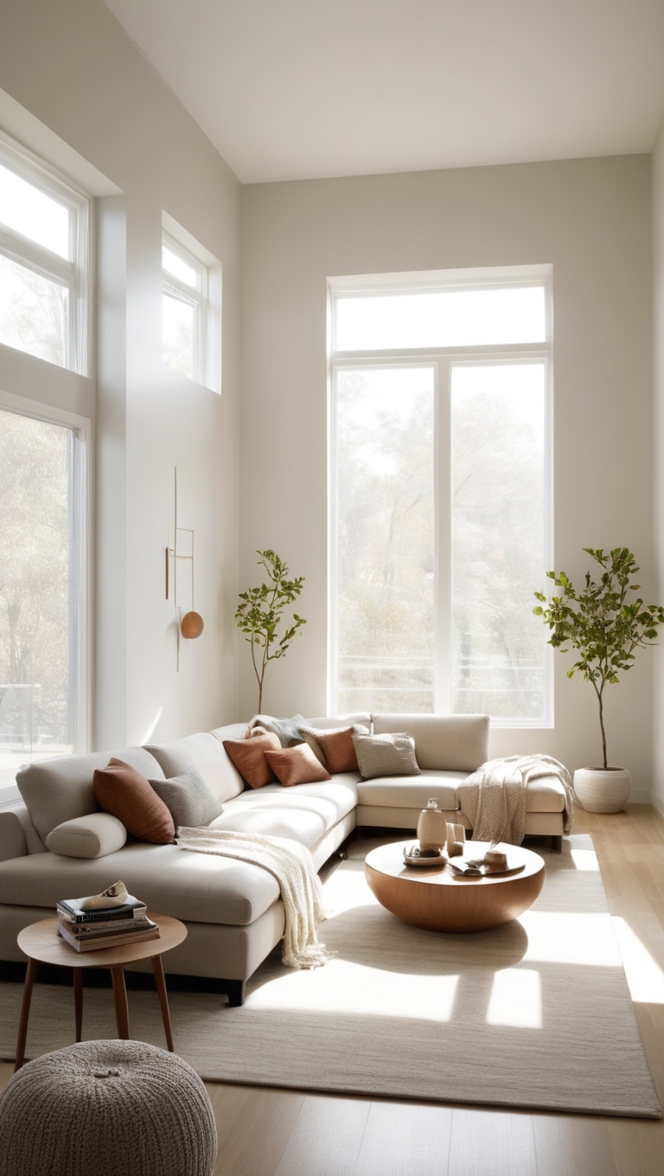 modern interior design, minimalist home decor, contemporary living room, Scandinavian furniture, elegant decor