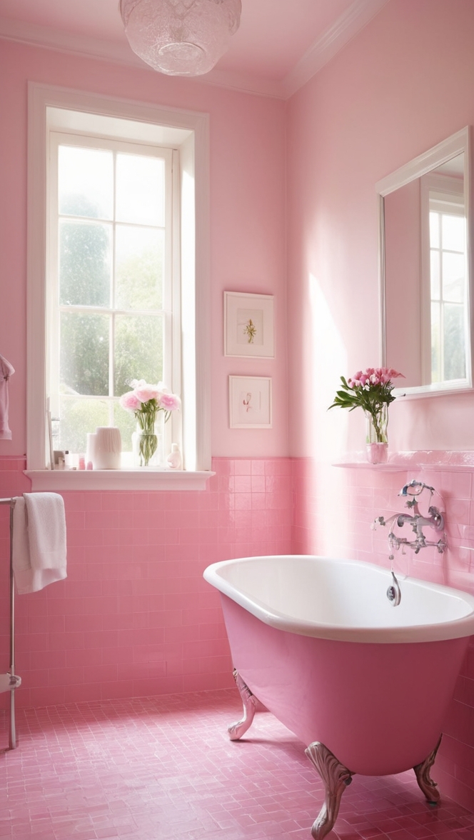 pink bathroom decor, pink bathroom ideas, pink bathroom accessories, pink bathroom makeover, pink bathroom design