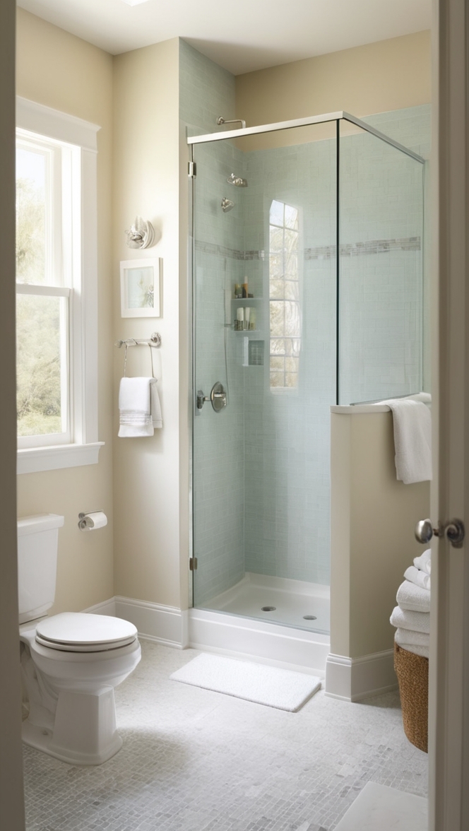 bathroom remodel, small shower remodel, bathroom renovation, shower makeover, small bathroom makeover