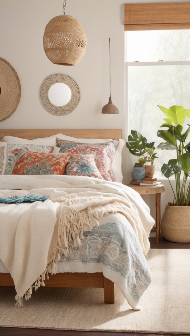 boho decor ideas, bohemian furniture, gypsy bedding, eclectic bedroom design, hippie home decor