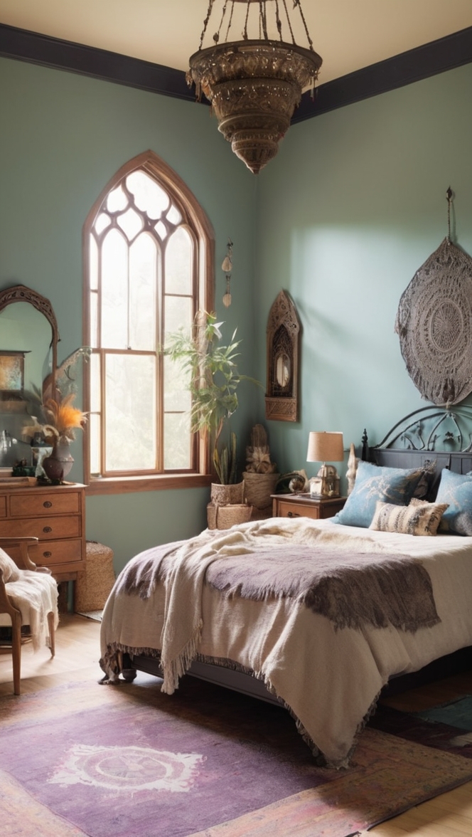 boho decor, gothic home, boho bedroom, gothic interior, boho gothic style