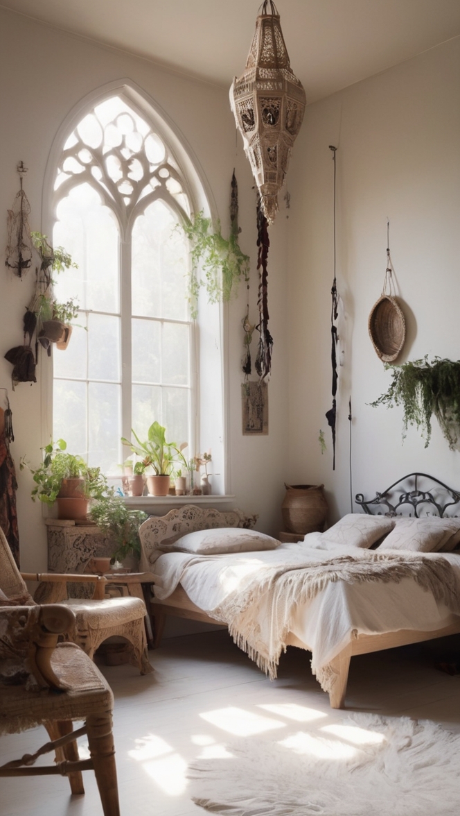 boho decor, gothic home, boho bedroom, gothic interior, boho gothic style