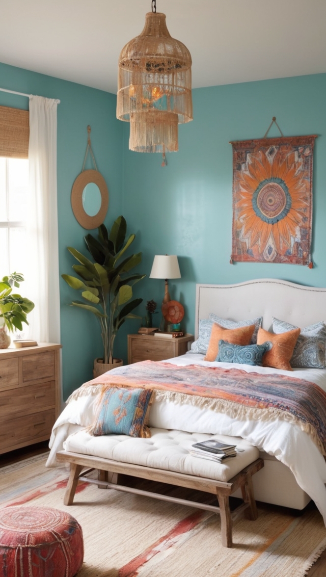 boho chic bedroom decor, bohemian bedroom furniture, modern boho bedroom design, boho bedroom accessories, boho wall art