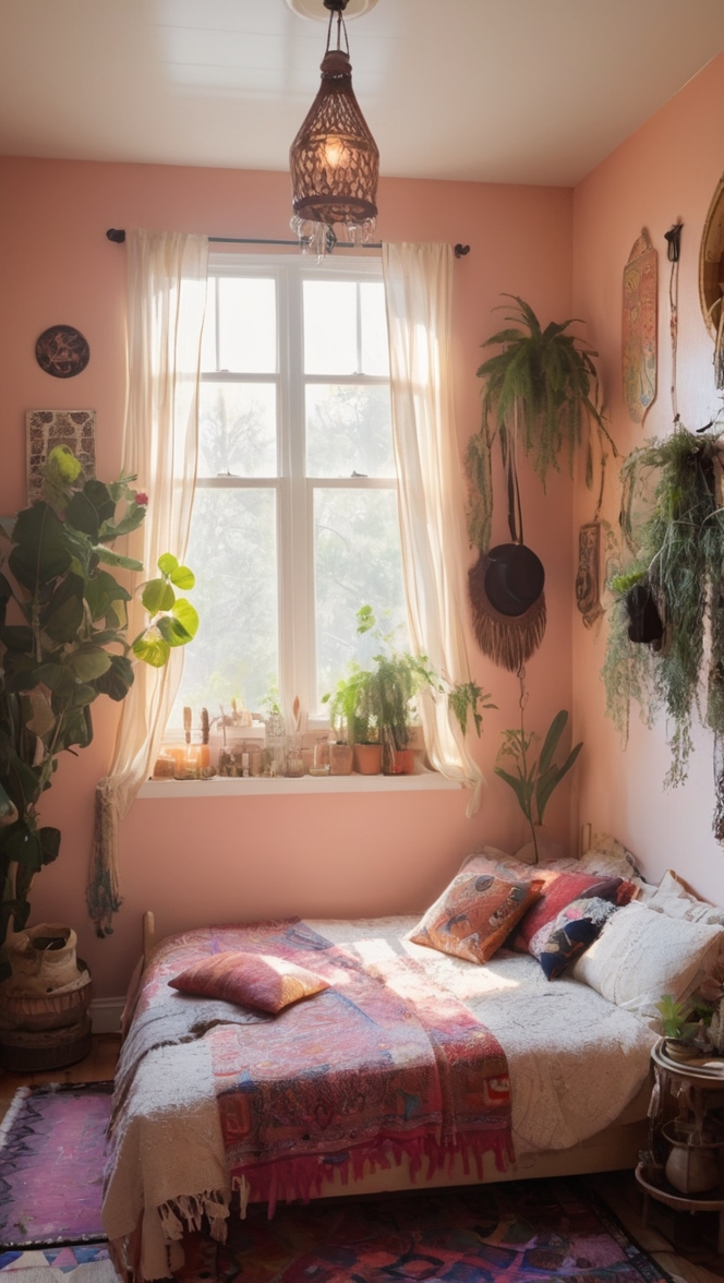 boho room decor, witchy bedroom ideas, mystical bedding, celestial tapestries, ethereal wall art