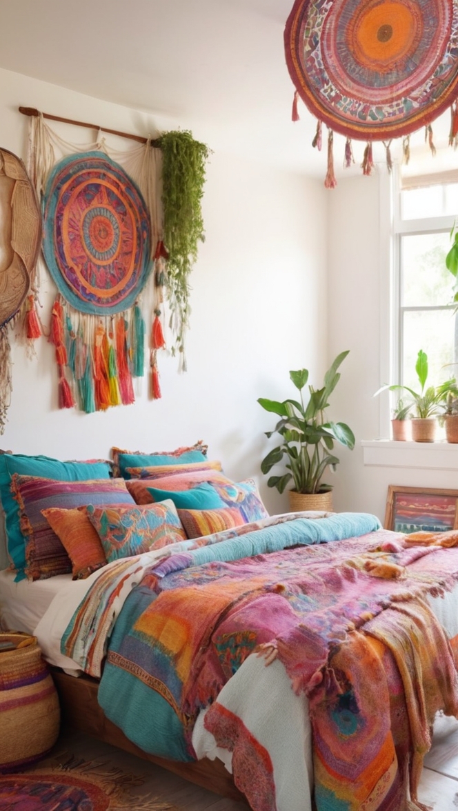 bohemian bedroom decor, bohemian bedding, bohemian furniture, boho chic bedroom, boho style room