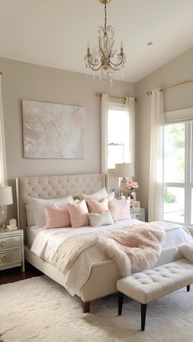 cozy bedroom decor, elegant bedroom design, luxurious bedroom accessories, stylish bedroom furniture, fancy bedroom makeover