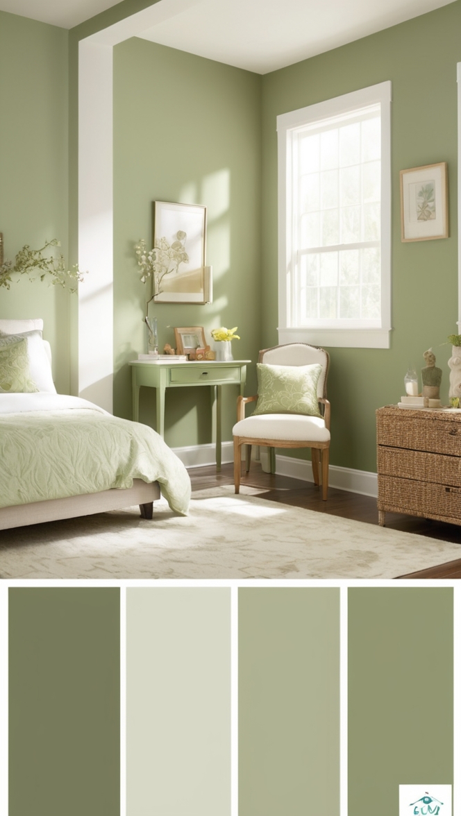 green bedroom decor, cozy bedroom design, relaxing bedroom ideas, sustainable bedroom furniture, eco-friendly bedroom accessories