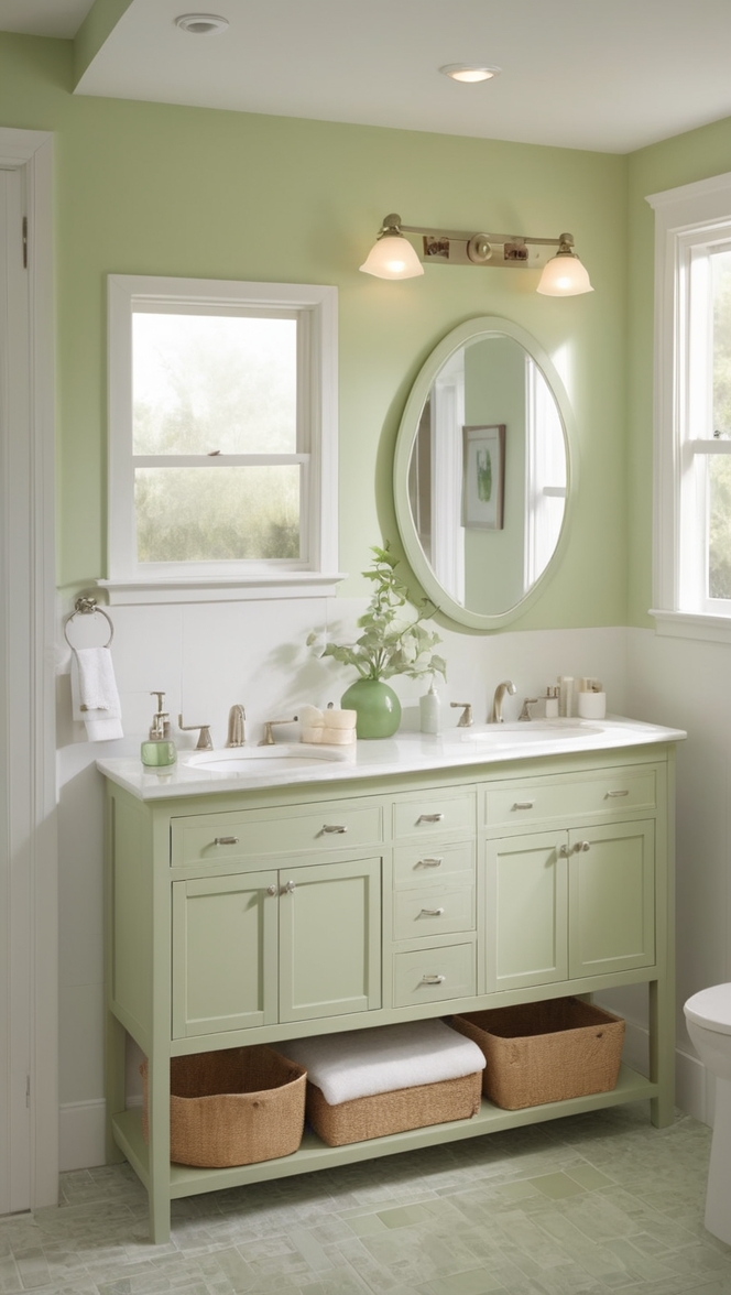 bathroom vanity, green vanity, eco-friendly vanity, natural wood vanity, modern bathroom vanity