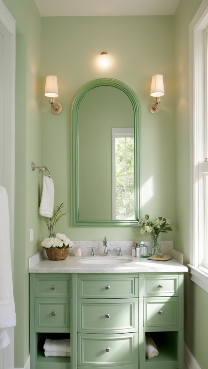 bathroom vanity, green vanity, eco-friendly vanity, natural wood vanity, modern bathroom vanity