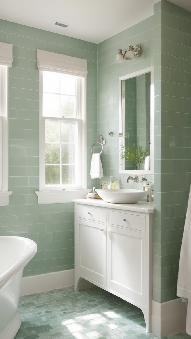 green bathroom tiles, bathroom tile ideas, bathroom tile design, green tiles for bathroom, bathroom renovation ideas
