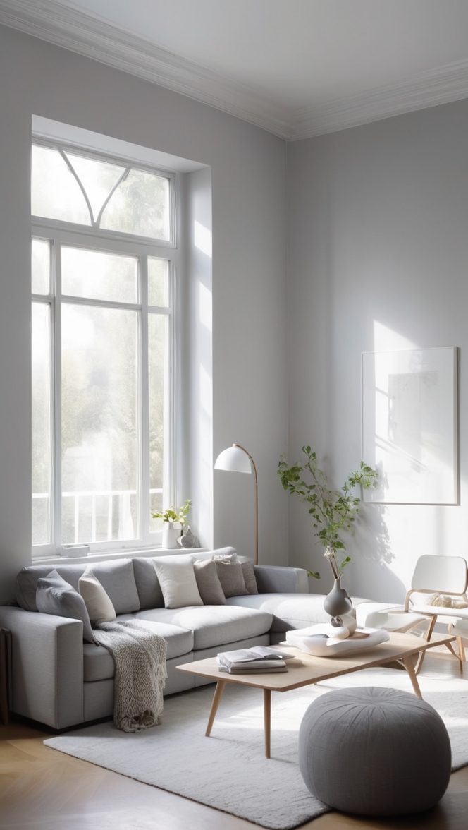 minimalist living room design, simple grey decor, monochrome home interiors, contemporary gray lounge, modern neutral space