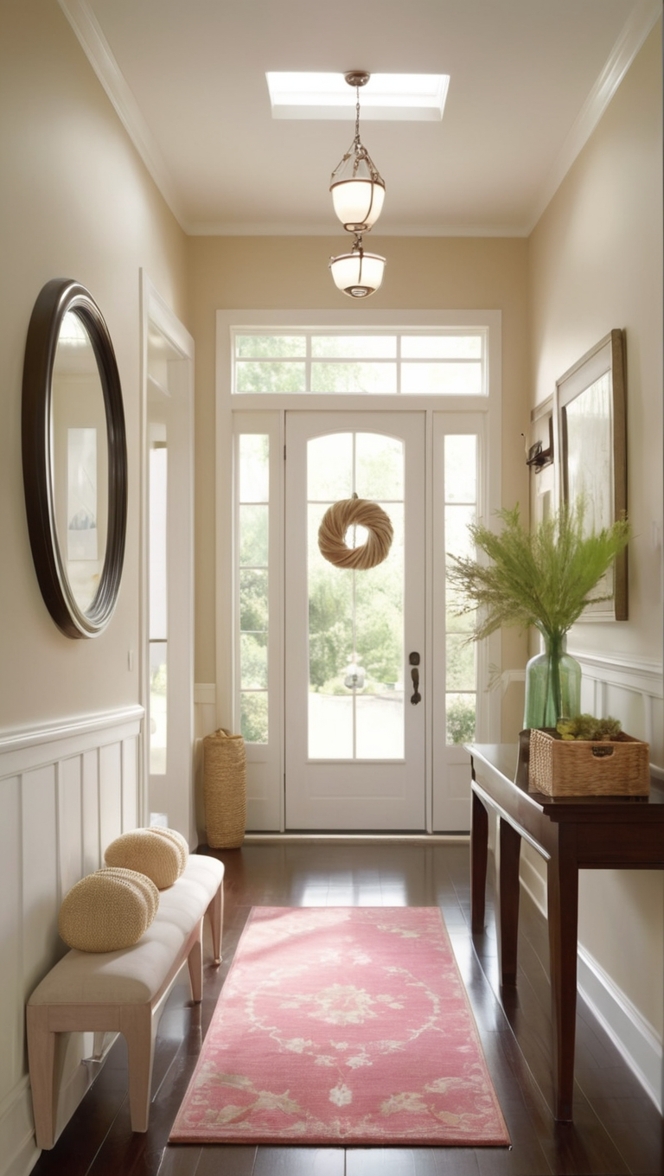 entryway decor, foyer decorating ideas, hallway decoration, doorway design, welcoming home decor