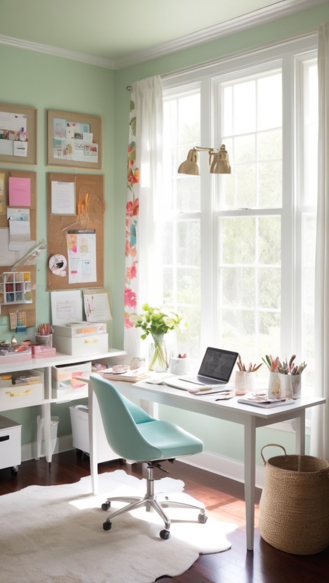 home office storage ideas, craft room organization tips, workspace design inspiration, DIY craft room decor, creative home office solutions