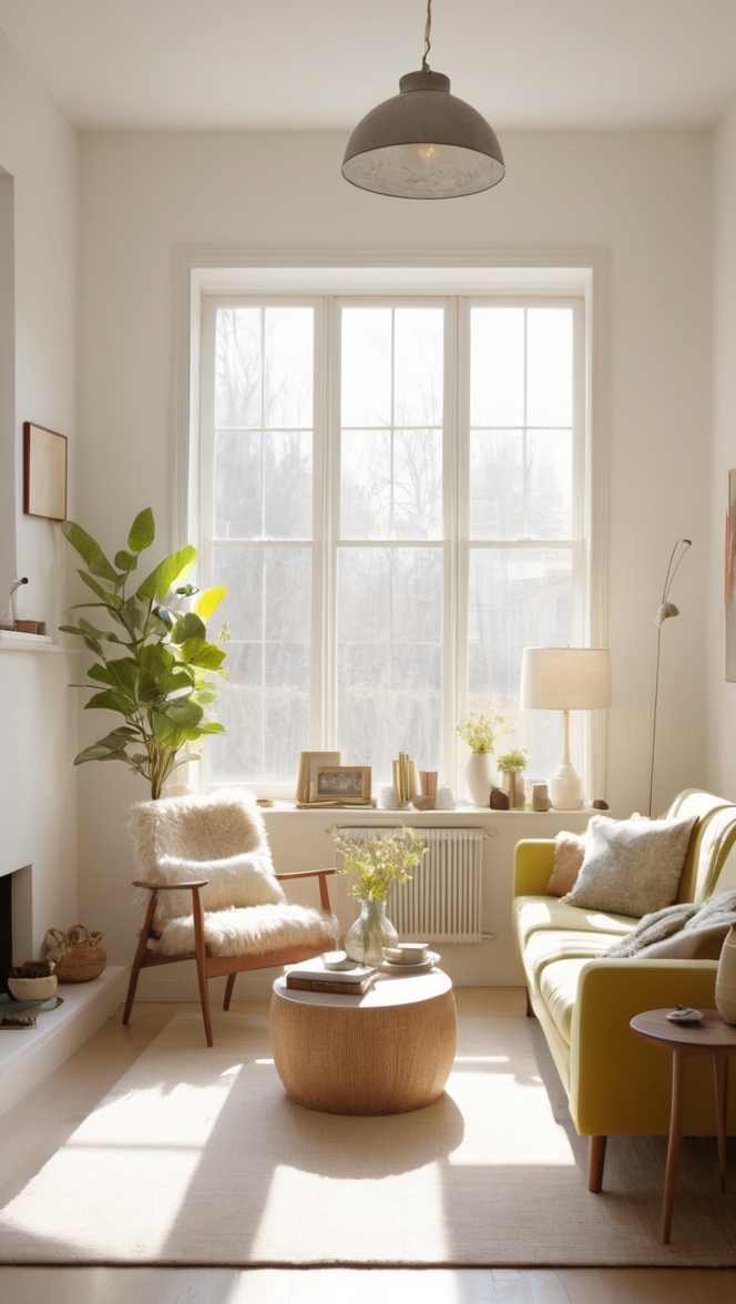 vintage home decor, modern minimalist interior design, Scandinavian living room decor, upscale minimalist furniture, elegant vintage decor