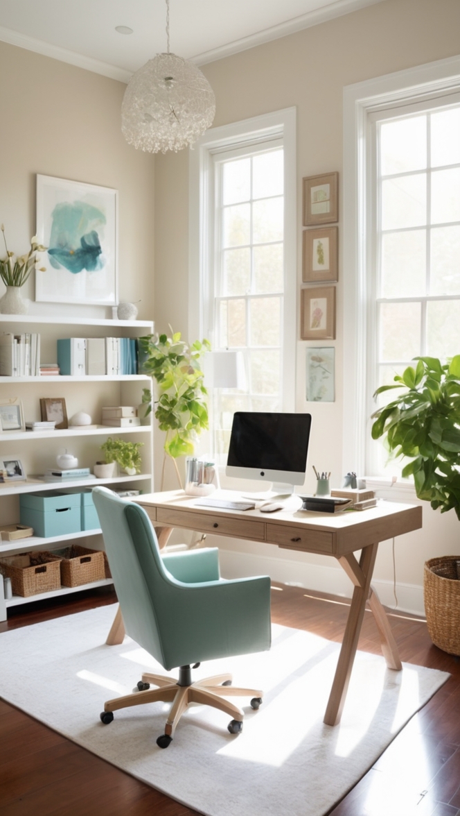 home office furniture, modern home office, office desk, ergonomic chair, computer monitor