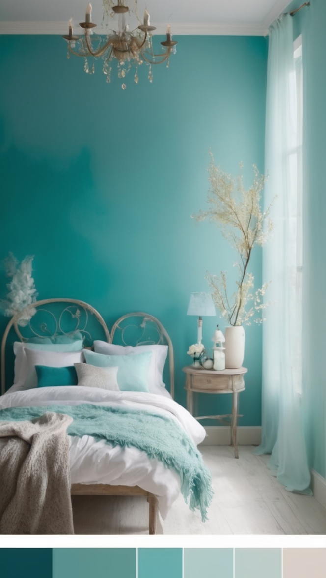 teal wedding colors, teal paint colors, teal room ideas, blue-green colors, seafoam green palette
