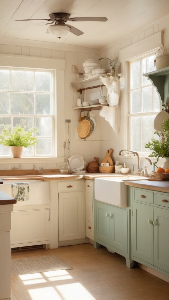 farmhouse decor, shabby chic kitchen, rustic kitchen cabinets, antique kitchen accessories, vintage kitchen design