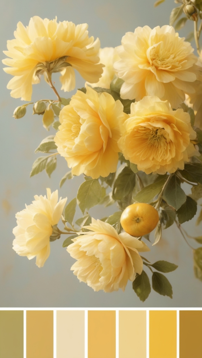 yellow paint shades, yellow color scheme, mustard yellow color, sunny yellow palette, lemon yellow color