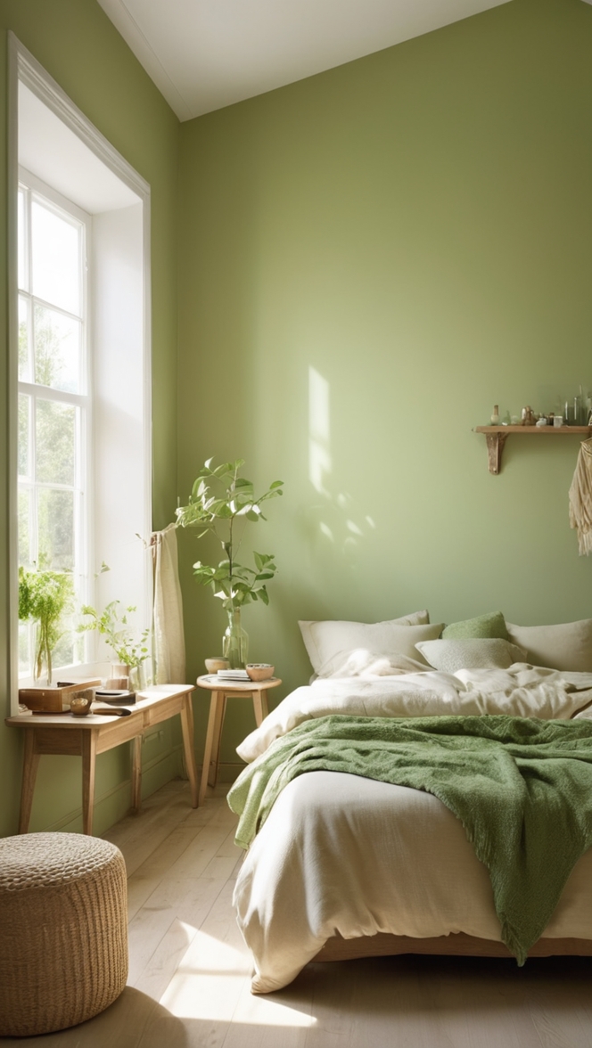 green and beige decor, beige bedroom ideas, green bedroom design, neutral bedroom color schemes, calming bedroom colors