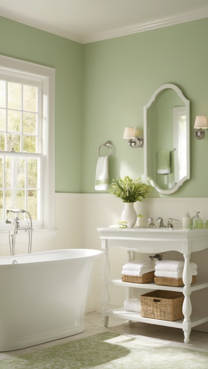 green bathroom decor, white bathroom tiles, contemporary bathroom design, modern bathroom fixtures, luxury bathroom accessories